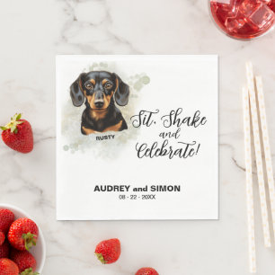 Sit, Shake & Celebrate Dachshund Dog Photo Wedding Napkin