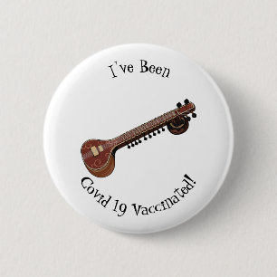 Sitar cartoon illustration 2 inch round button