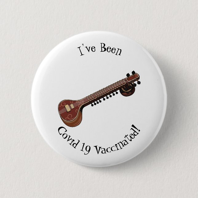 Sitar cartoon illustration 2 inch round button (Front)