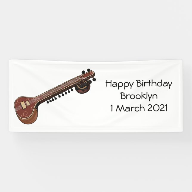 Sitar cartoon illustration banner (Horizontal)