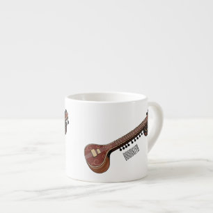 Sitar cartoon illustration espresso cup