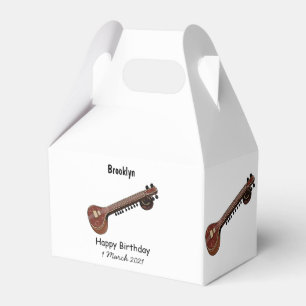 Sitar cartoon illustration favor box