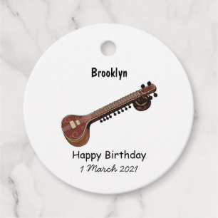 Sitar cartoon illustration favour tags