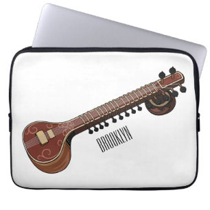 Sitar cartoon illustration laptop sleeve
