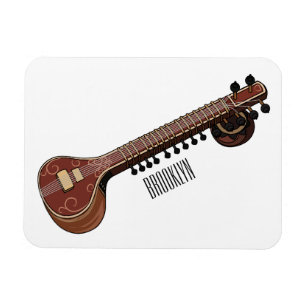 Sitar cartoon illustration magnet