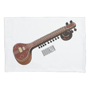 Sitar cartoon illustration pillowcase