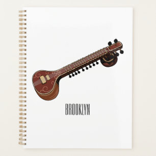 Sitar cartoon illustration planner