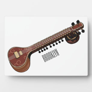 Sitar cartoon illustration plaque