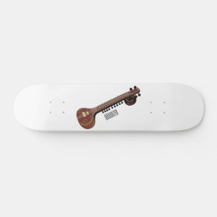 Sitar cartoon illustration skateboard