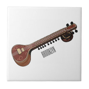 Sitar cartoon illustration tile