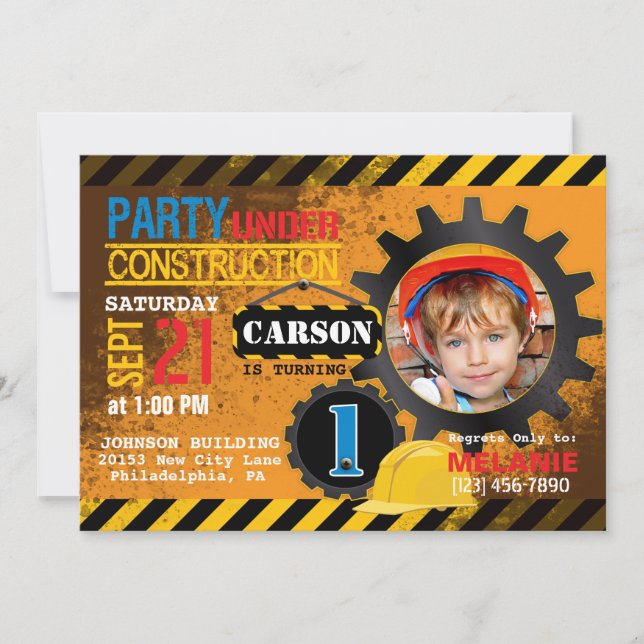 Site de construction Gears Invitation de fête d'an (Devant)