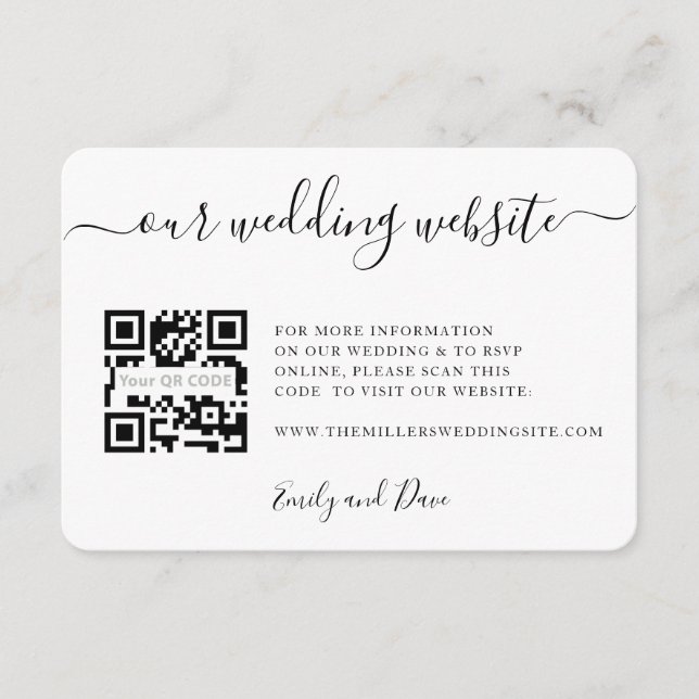 Site mariage Carte de boîtier photo CODE QR (Devant)