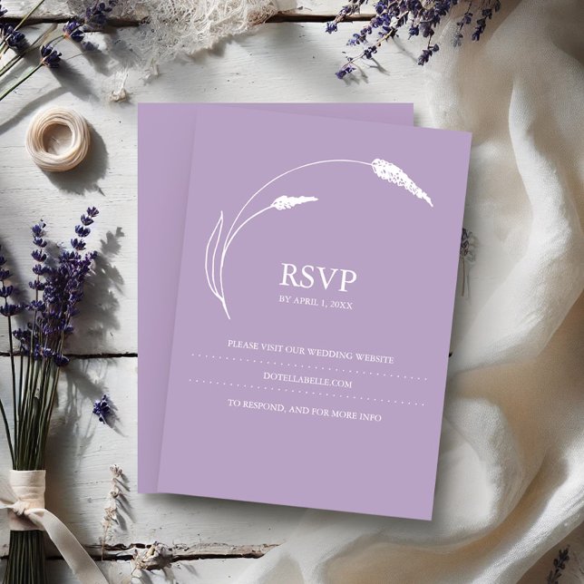 Site Mariage de carte Lavender moderne RSVP (Lavender RSVP card floral line art by Victoria Grigaliunas of Do Tell A Belle)