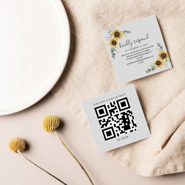 Site Mariage de tournesol Eucalyptus QR Code RSVP (Créateur téléchargé)