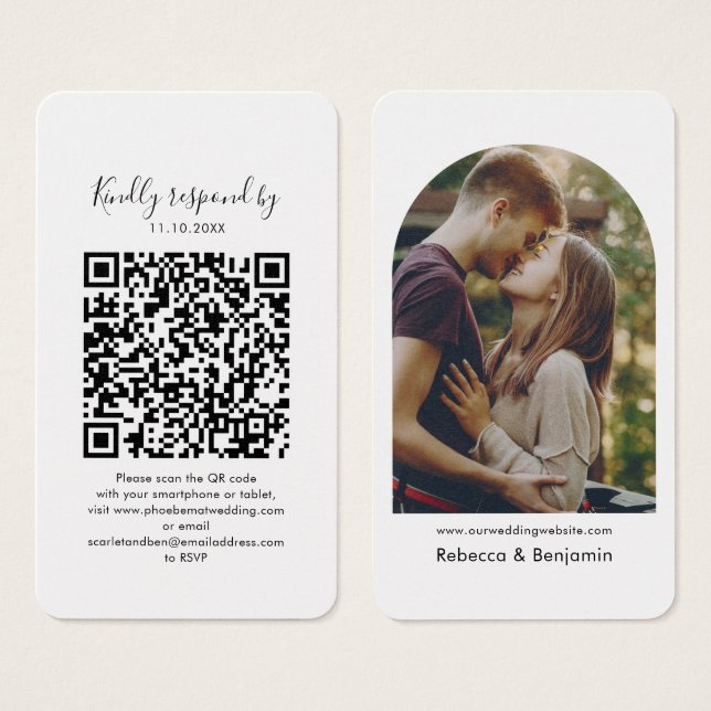 Site mariage QR Code Photo RSVP Enclôture Card (Devant & derrière)