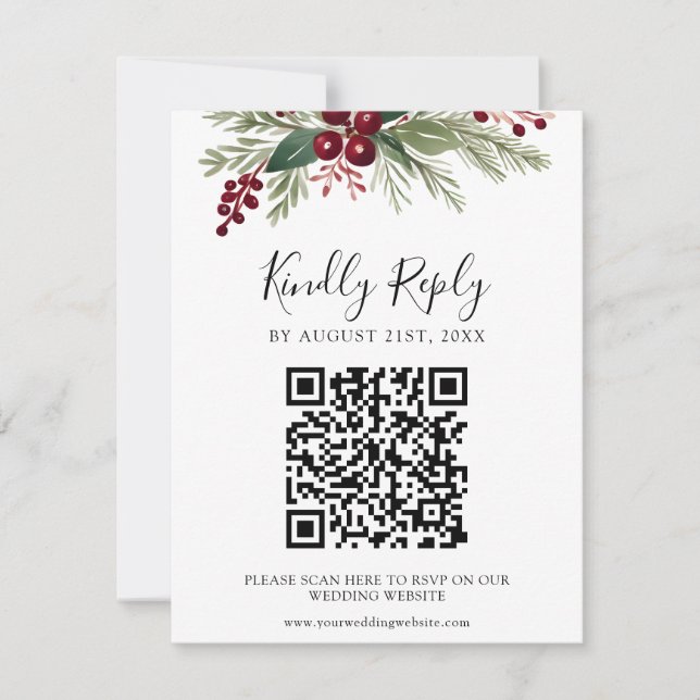 Site Mariage Rustic Greenery Code QR Carte RSVP (Devant)
