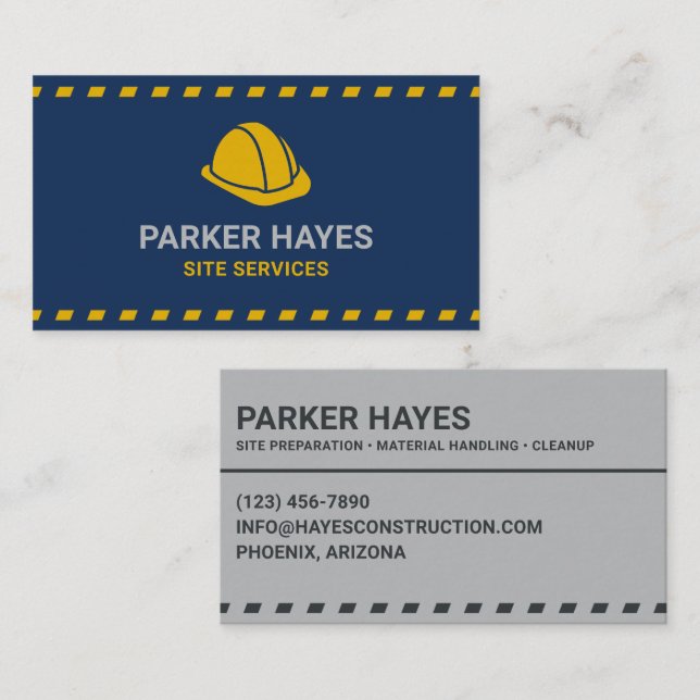 Site Services Hardhat Dark Blue Business Card (Front/Back)