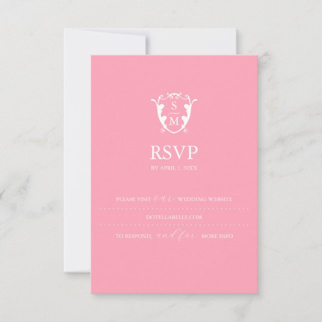 Site Web du Mariage de carte Monogram Pink RSVP (Devant)