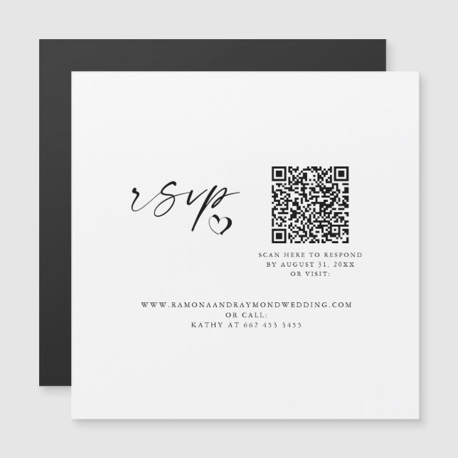 Site Web Mariage de script moderne QR Code Magnet  (Devant / Derrière)