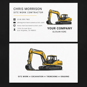 Site Work Excavation Excavator Construction Business Card