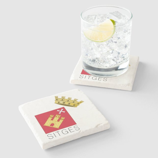 Sitges coat of arms, Catalunya (ESP) Stone Coaster (Side)