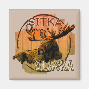 Sitka Alaska orange moose magnet