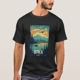 Sitka Alaska Retro Travel Poster Graphic T-Shirt