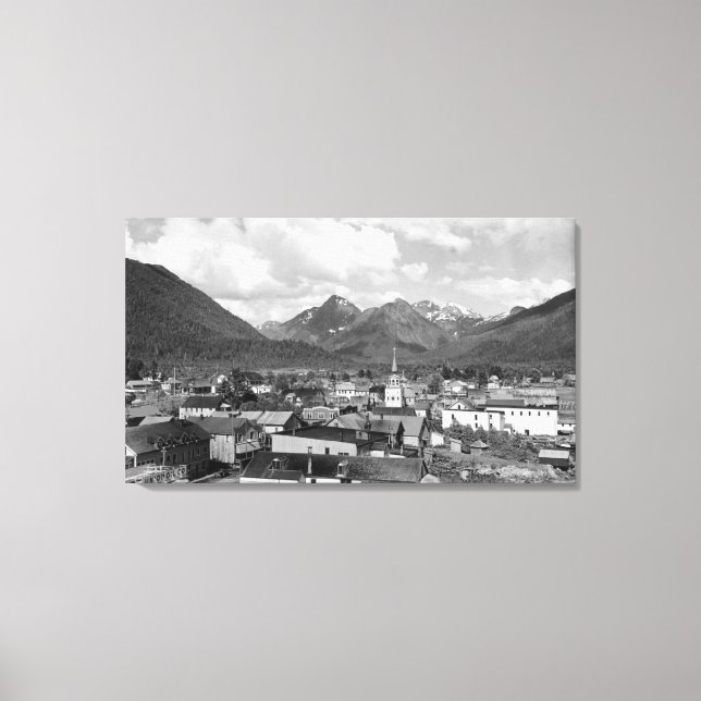 Sitka, Alaska with Three Sisters in Background Canvas Print (Front)