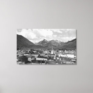 Sitka, Alaska with Three Sisters in Background Canvas Print