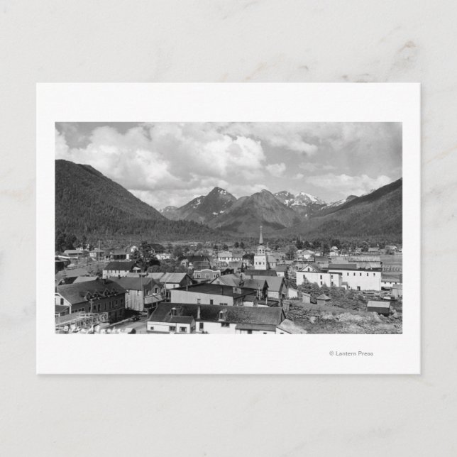 Sitka, Alaska with Three Sisters in Background Postcard (Front)