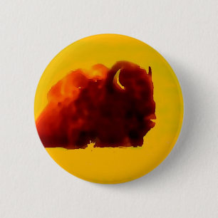 Sitting Bison 2 Inch Round Button