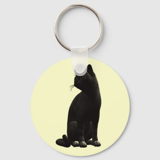 Sitting Black Cat Key Chain (Front)