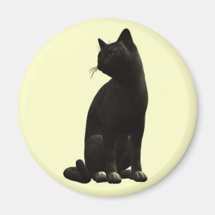 Sitting Black Cat Magnet