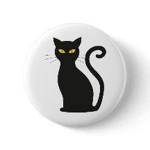 sitting black cat yellow eyes