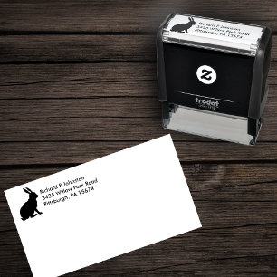 Sitting Black Rabbit Side Profile Tall Ears Self-inking Stamp