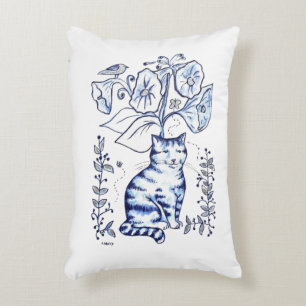 Sitting Blue Cat Accent Pillow