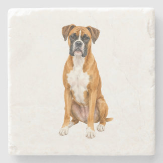 Sitting Boxer Natural Stone Coaster