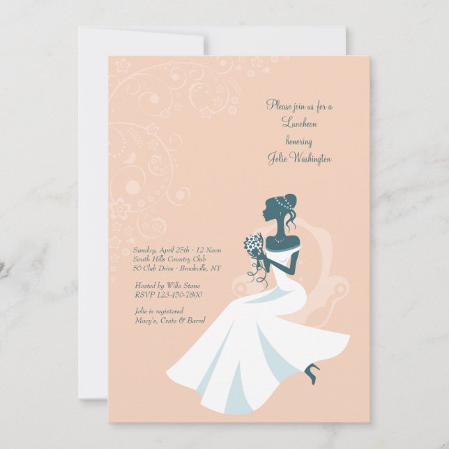 Sitting Bride African American Shower Invitation (Front)