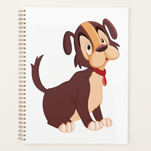 Sitting Brown Puppy Sweet Happy Dog Planner (Front)