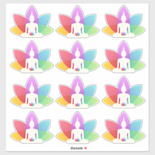 Sitting Buddha and Colourful Lotus Petals