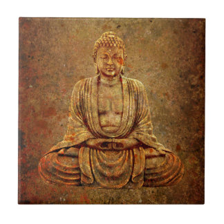 Sitting Buddha With Stone Background Tile