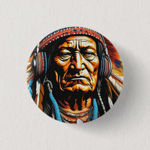 SITTING BULL 2 1 INCH ROUND BUTTON