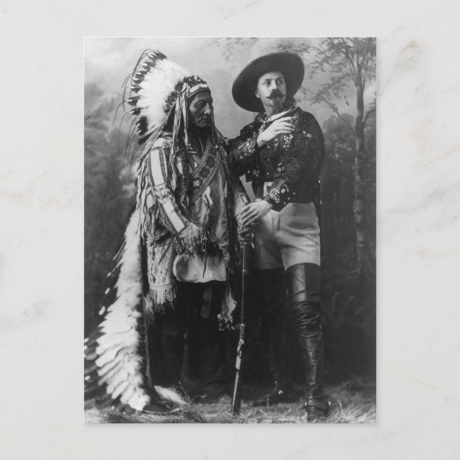 Sitting Bull and Buffalo Bill Portrait from 1885 Postcard (Front)