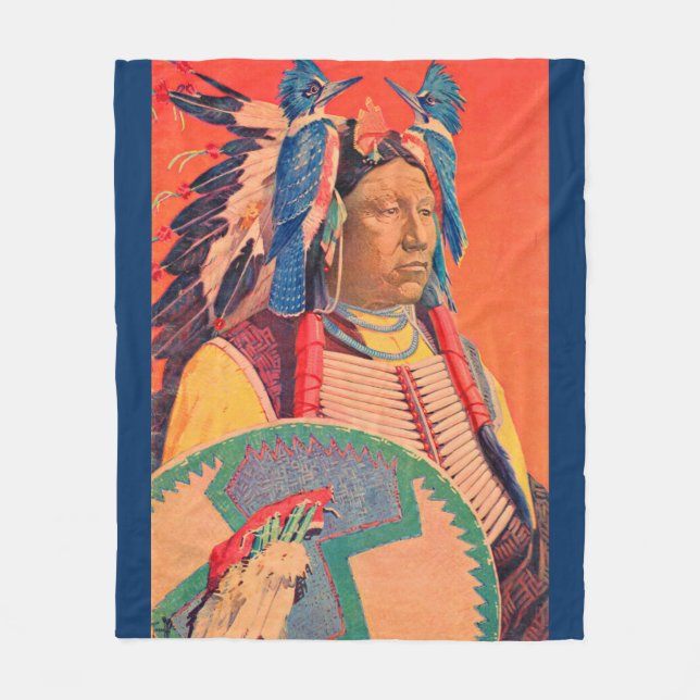  Sitting Bull Fleece Blanket (Front)