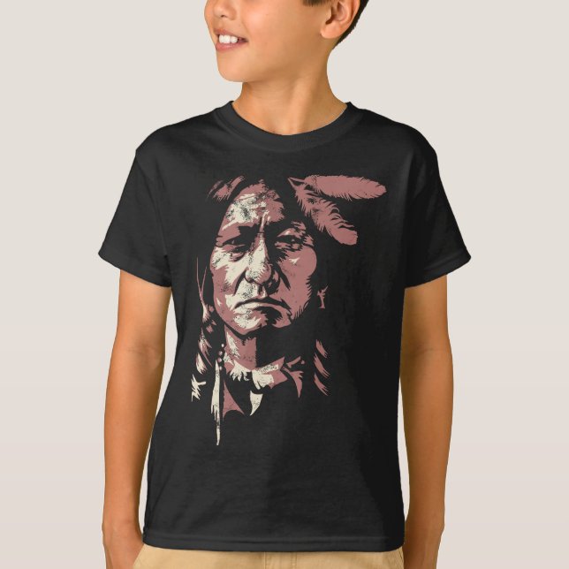sitting bull native american chief indian warrior  T-Shirt (Front)