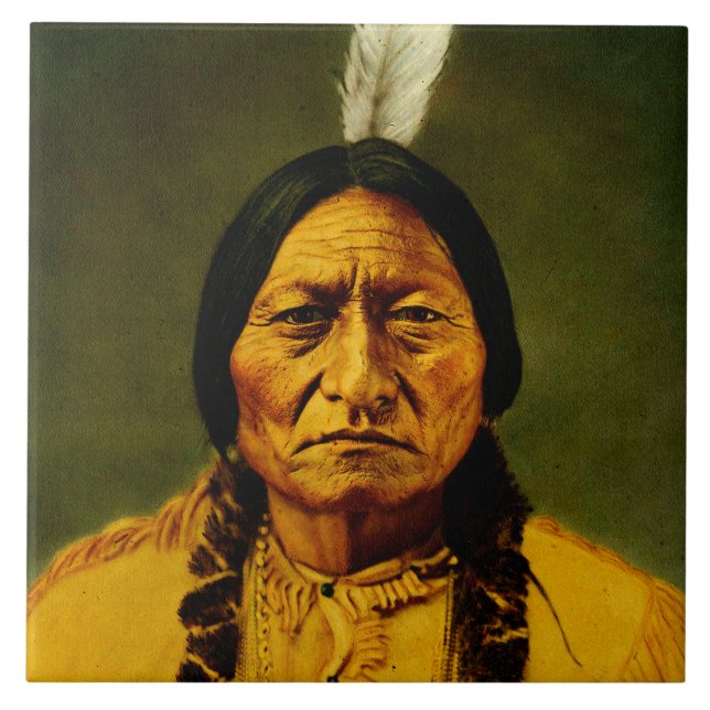 Sitting Bull Native American First Nations Chief Tile (Front)