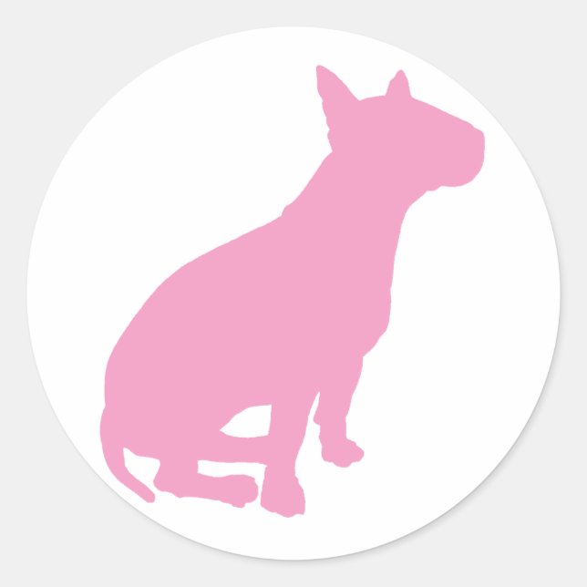 Sitting Bull Terrier (pink) Classic Round Sticker (Front)