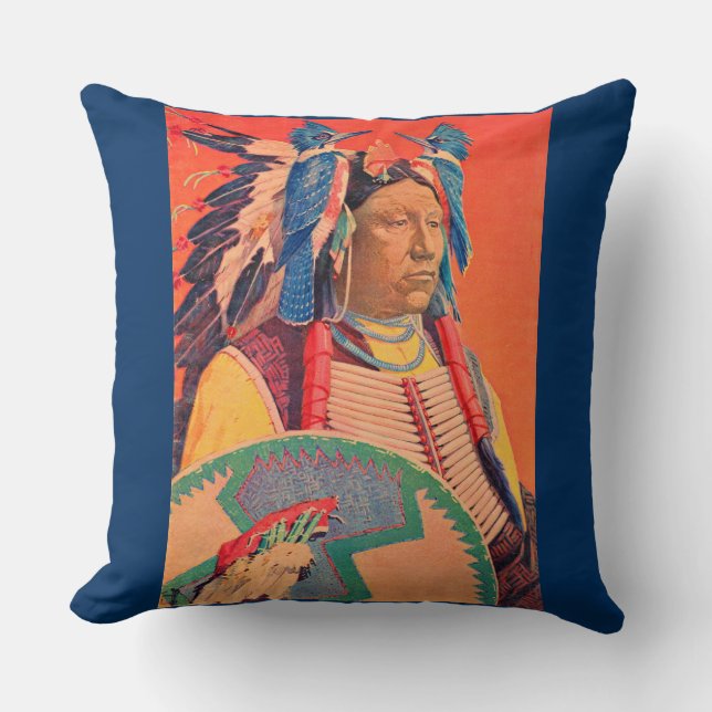  Sitting Bull Throw Pillow (Front)