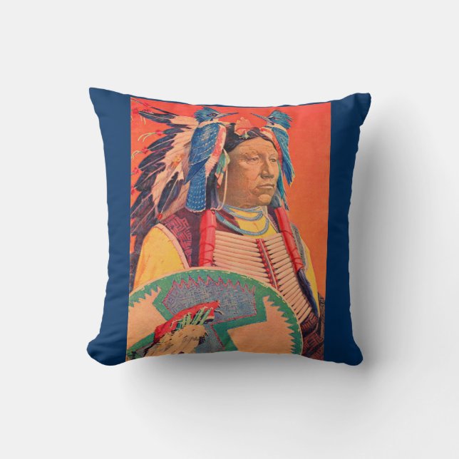  Sitting Bull Throw Pillow (Front)