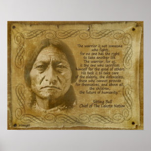Sitting Bull Warrior cite. Impression rustique